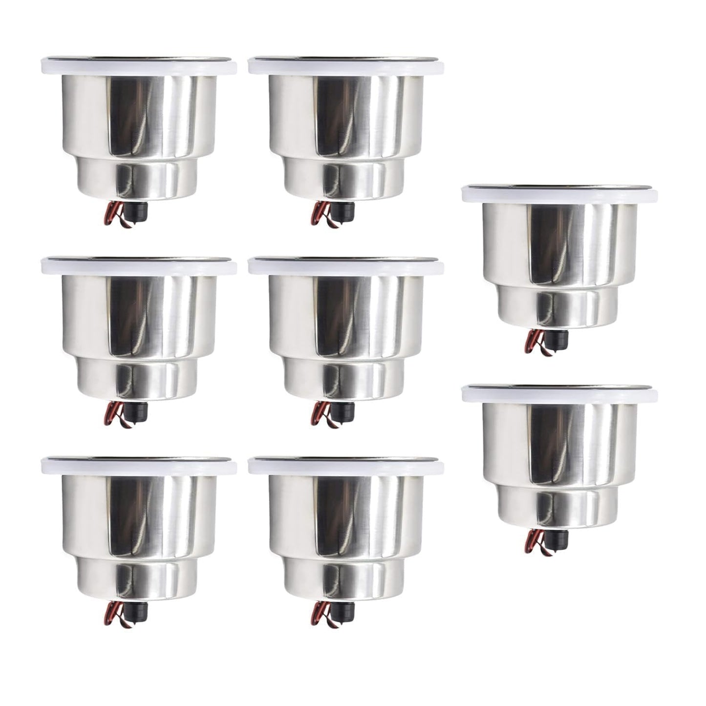 Marine City Stainless Steel Green LED Cup Holder with Drain Corrosion-Resistant Marine City