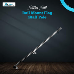 Marine City 316 Stainless Steel Rail Mount Flag Staff Pole – 32 Inches