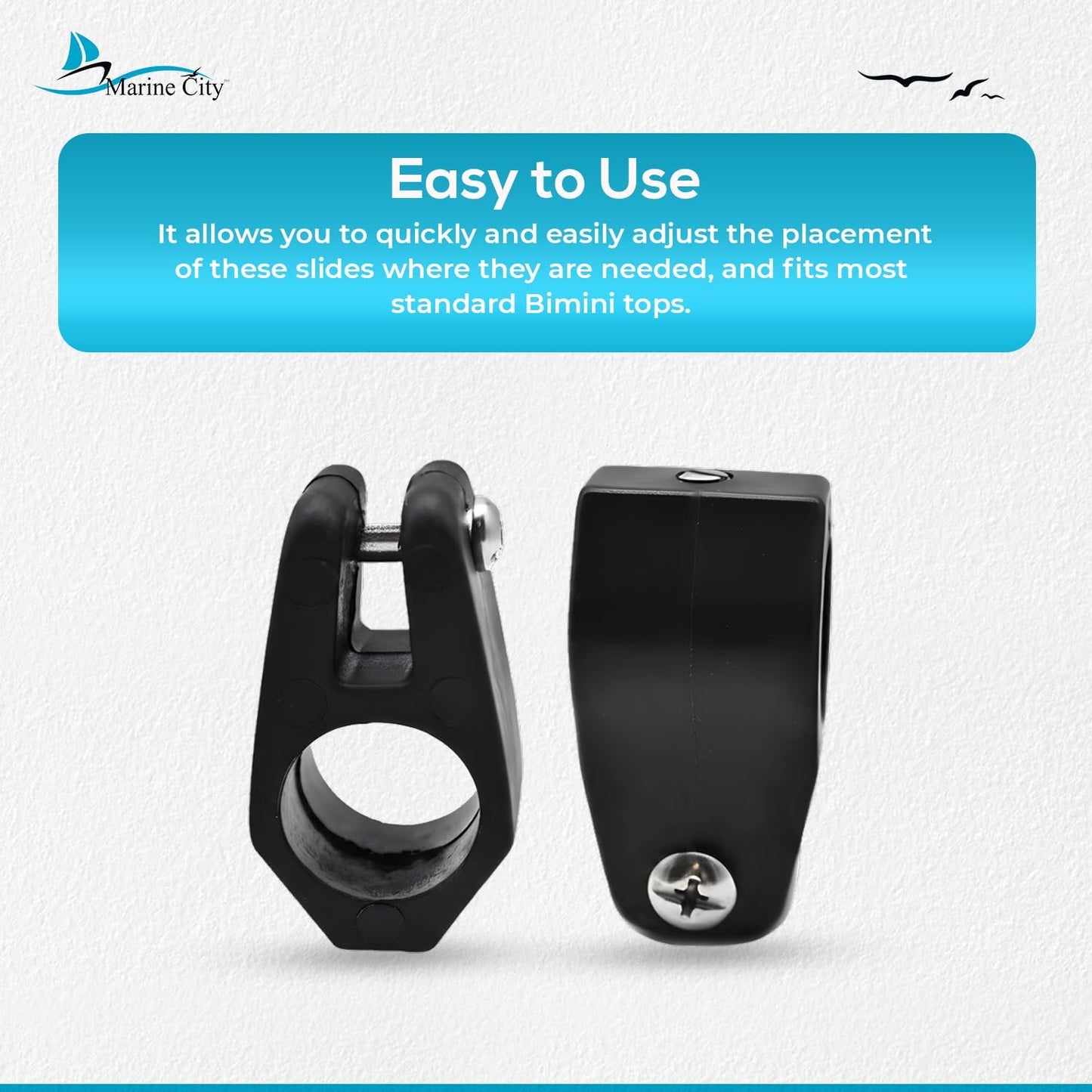 Marine City Bimini Top Boat Jaw Slides Black Nylon Corrosion-Resistant (2 Pcs) Marine City