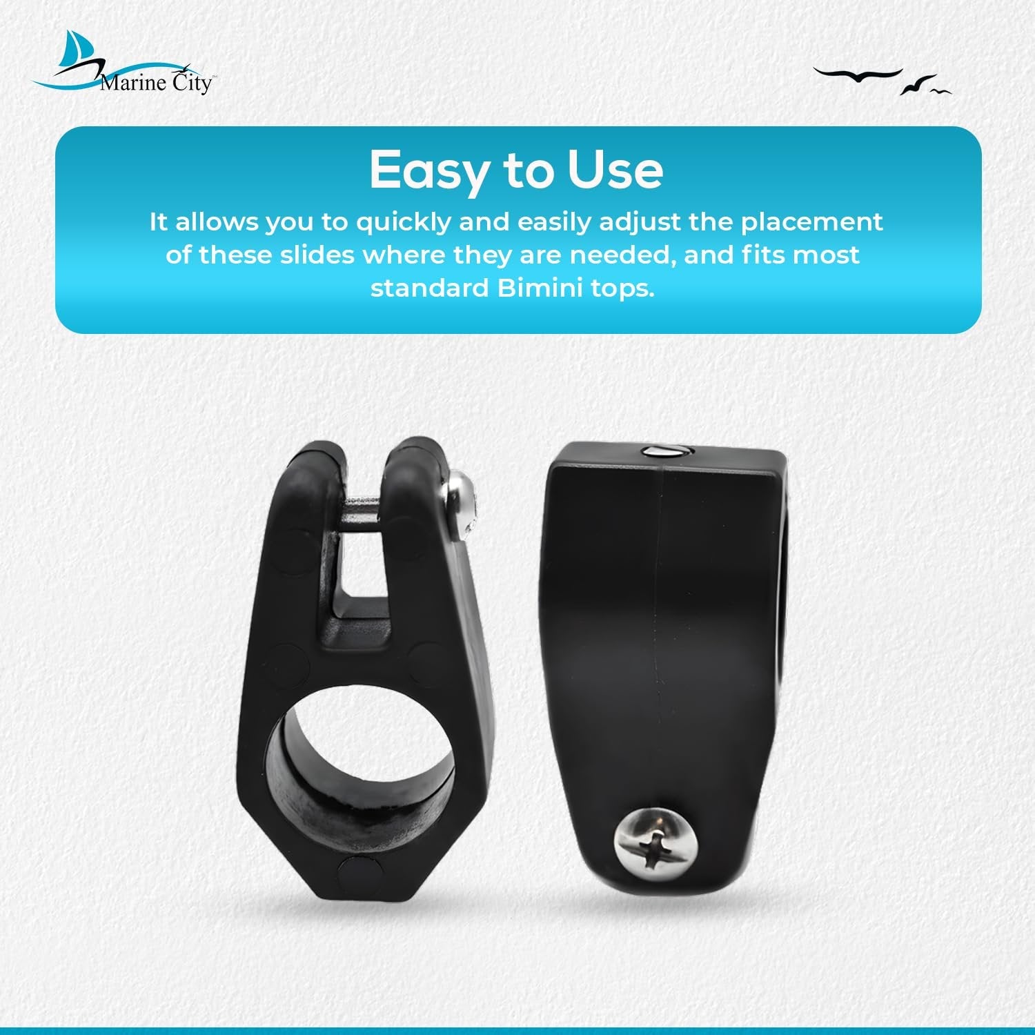 Marine City Bimini Top Boat Jaw Slides Black Nylon Corrosion-Resistant (2 Pcs) Marine City