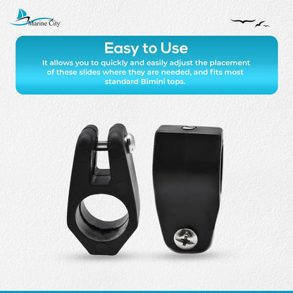 Marine City Bimini Top Boat Jaw Slides Black Nylon Corrosion-Resistant (2 Pcs) Marine City