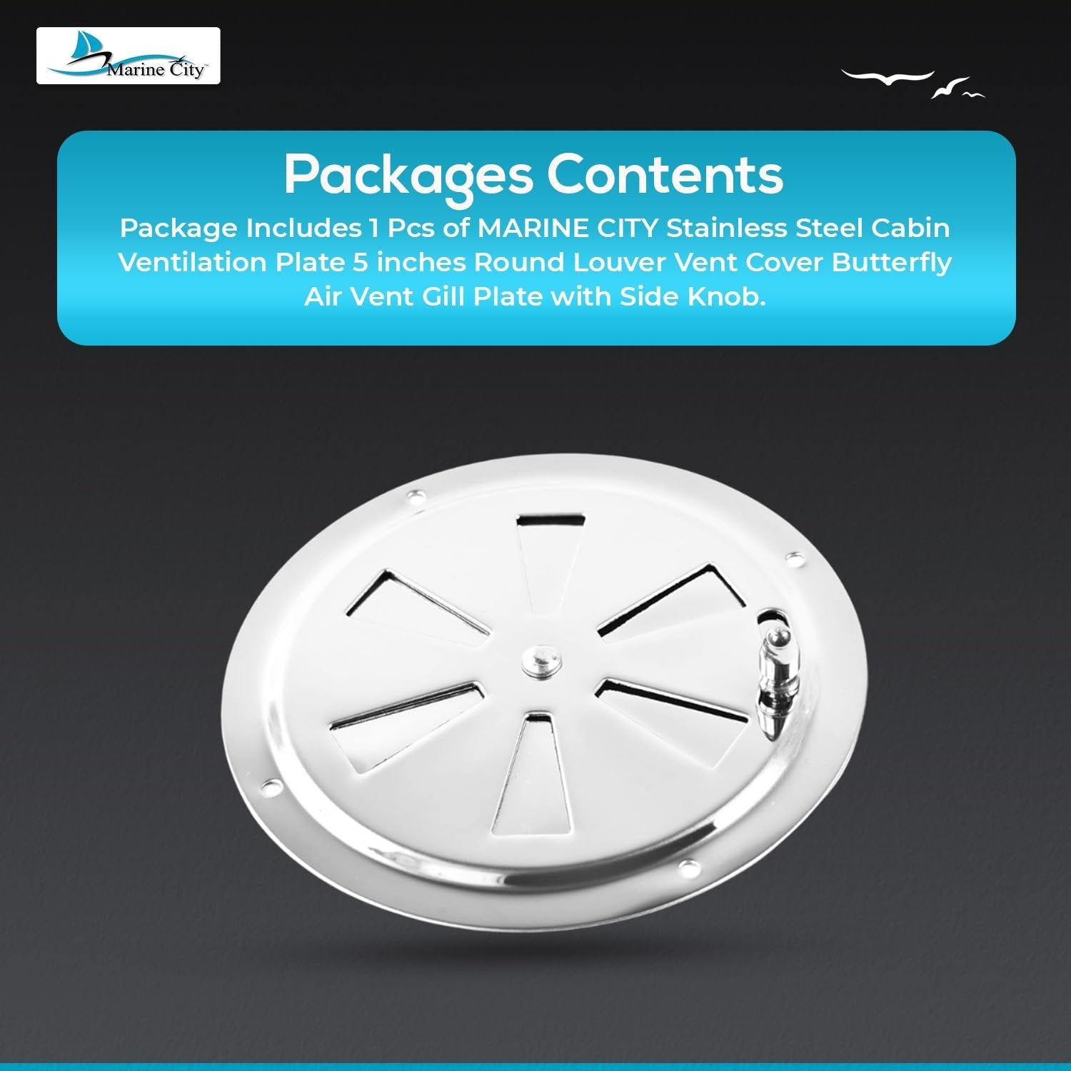 Marine City 5” Stainless Steel Round Louver Vent Cover – Butterfly Air Vent MARINE CITY