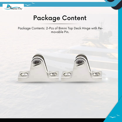 MARINE CITY Bimini Top Deck Hinge with Removable Pin – 316 Stainless Steel Marine City Hardware