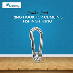 Marine City 316 Stainless-Steel 3-1/2” Carabiners/Clip Snap Hook with Ring for Sailing, Fishing, Hiking
