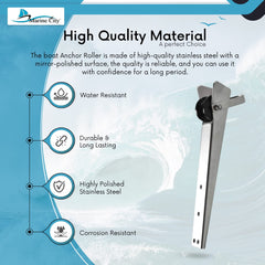 Marine City Stainless Steel Anchor Roller Bracket 19.5” Bow Mount w/ Rubber Roller