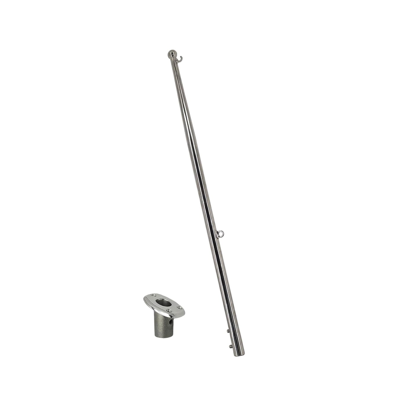 MARINE CITY Flag Stanchion Pole & Base Kit – 24-Inch Adjustable Stainless Steel
