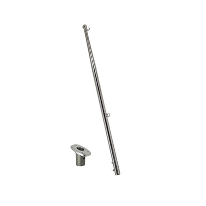 MARINE CITY Flag Stanchion Pole & Base Kit – 24-Inch Adjustable Stainless Steel