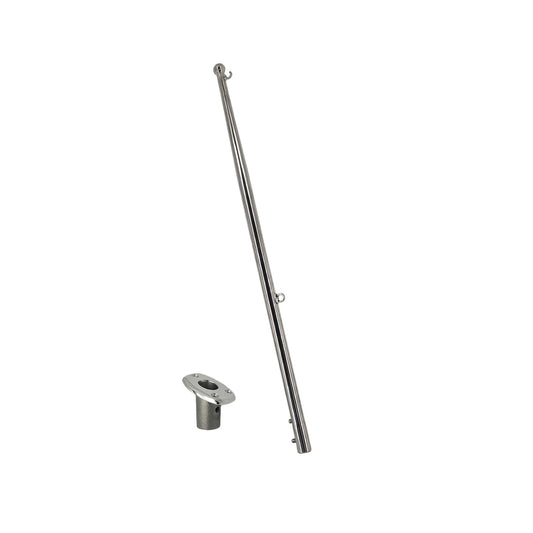 MARINE CITY Flag Stanchion Pole & Base Kit – 24-Inch Adjustable Stainless Steel
