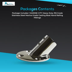 Marine City 45° Casting Boat Hand Railing Round Base – 316 Stainless Steel