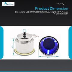Marine City Stainless Steel LED Drink Cup Holder with Drain – 3 Blue LED Lights