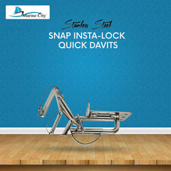 Marine City 316 Stainless Steel Snap Insta-Lock Quick Davits for Inflatable Dinghy Instant Lock System Kit