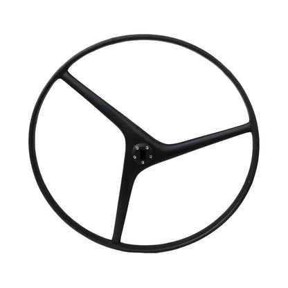 Marine City 925mm Carbon Fiber Steering Wheel, Wavy 3-Spoke Design, Leather Grip