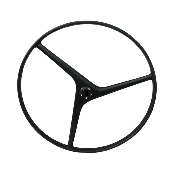 Marine City 925mm Carbon Fiber Steering Wheel, Wavy 3-Spoke Design, Leather Grip