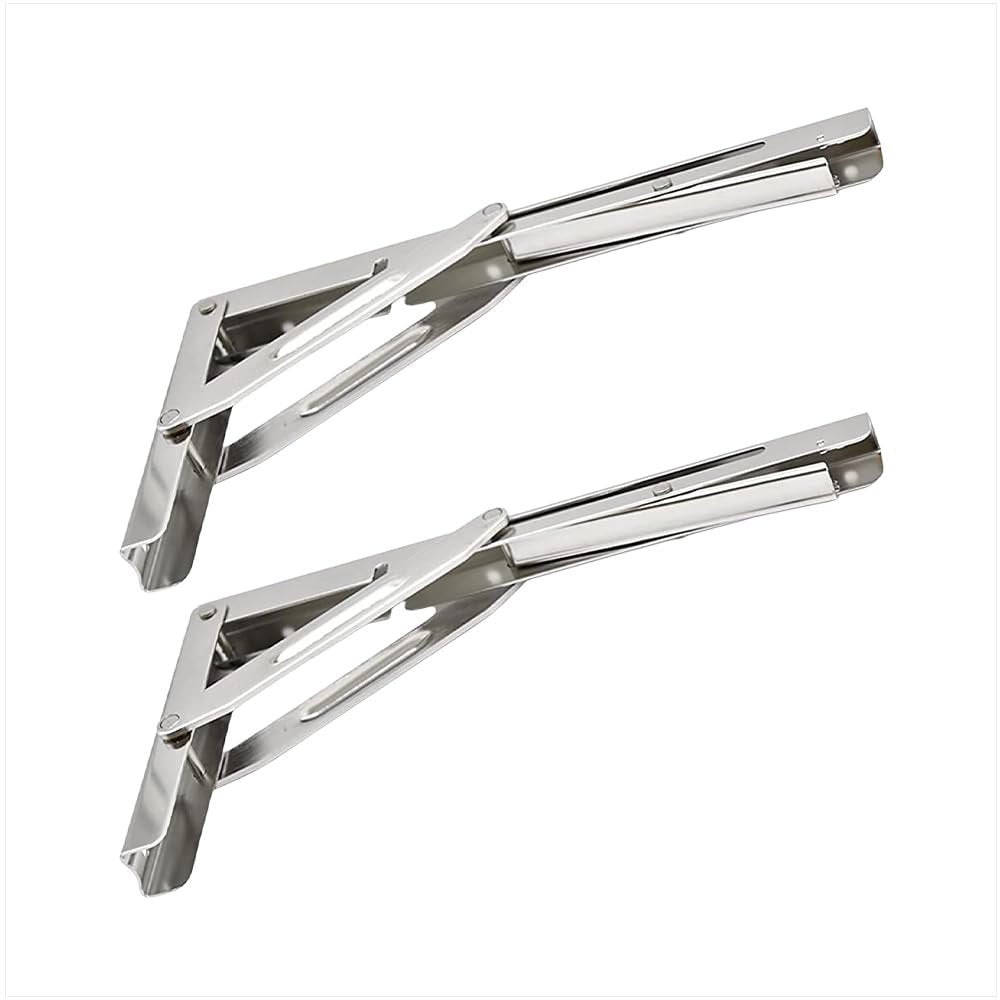 Marine City 304 Stainless Steel Folding Shelf Bracket – 12” Long Arm, Heavy Duty Marine City Hardware