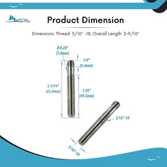 Marine City Mounting Studs Kit for Handrails & Cleats – 304 Stainless Steel