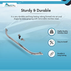 Marine City 12/16/18 Inches Marine 304 Stainless-Steel Handrail/Grab Rail Handle with Double End Studs (1Pcs)