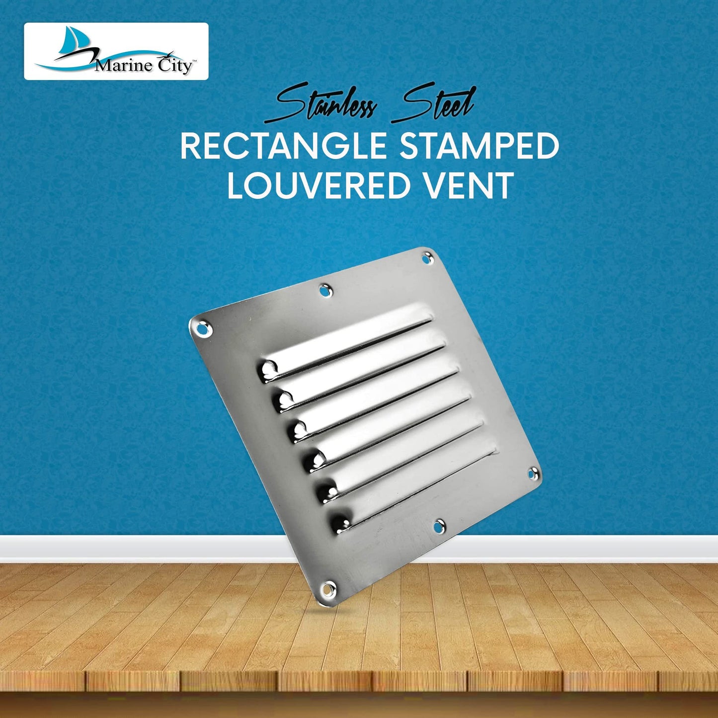 Marine City 304 Stainless Steel Rectangle Stamped Louvered Vent – (Pack of 4)