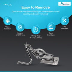 Paquete MARINE CITY Juego de pescantes de liberación rápida con almohadilla de mango blanca para botes inflables (1 par)