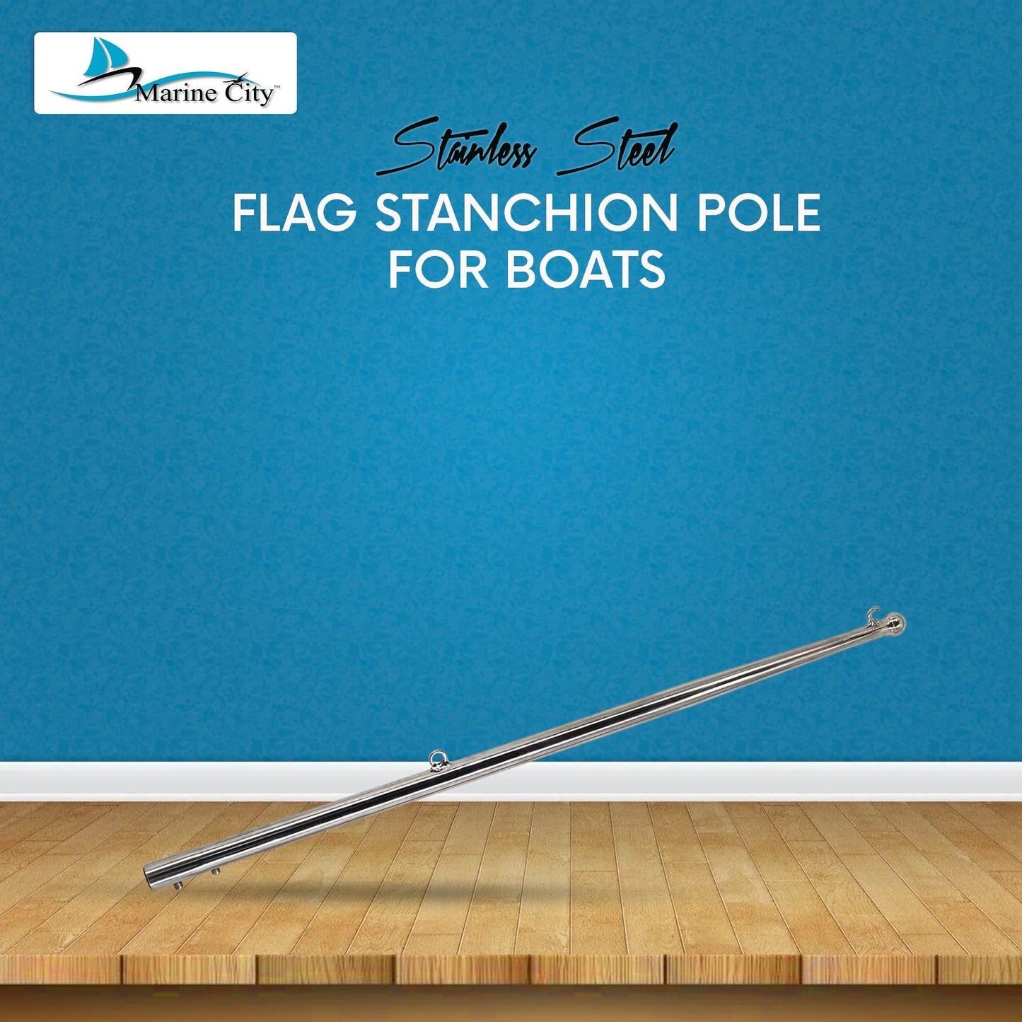 MARINE CITY 24-Inch Flag Stanchion Pole – 304 Stainless Steel, Adjustable Marine City