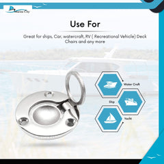 MARINE CITY 316 Stainless Steel Round Flush Boat Hatch Lift Ring (Pack of 2)