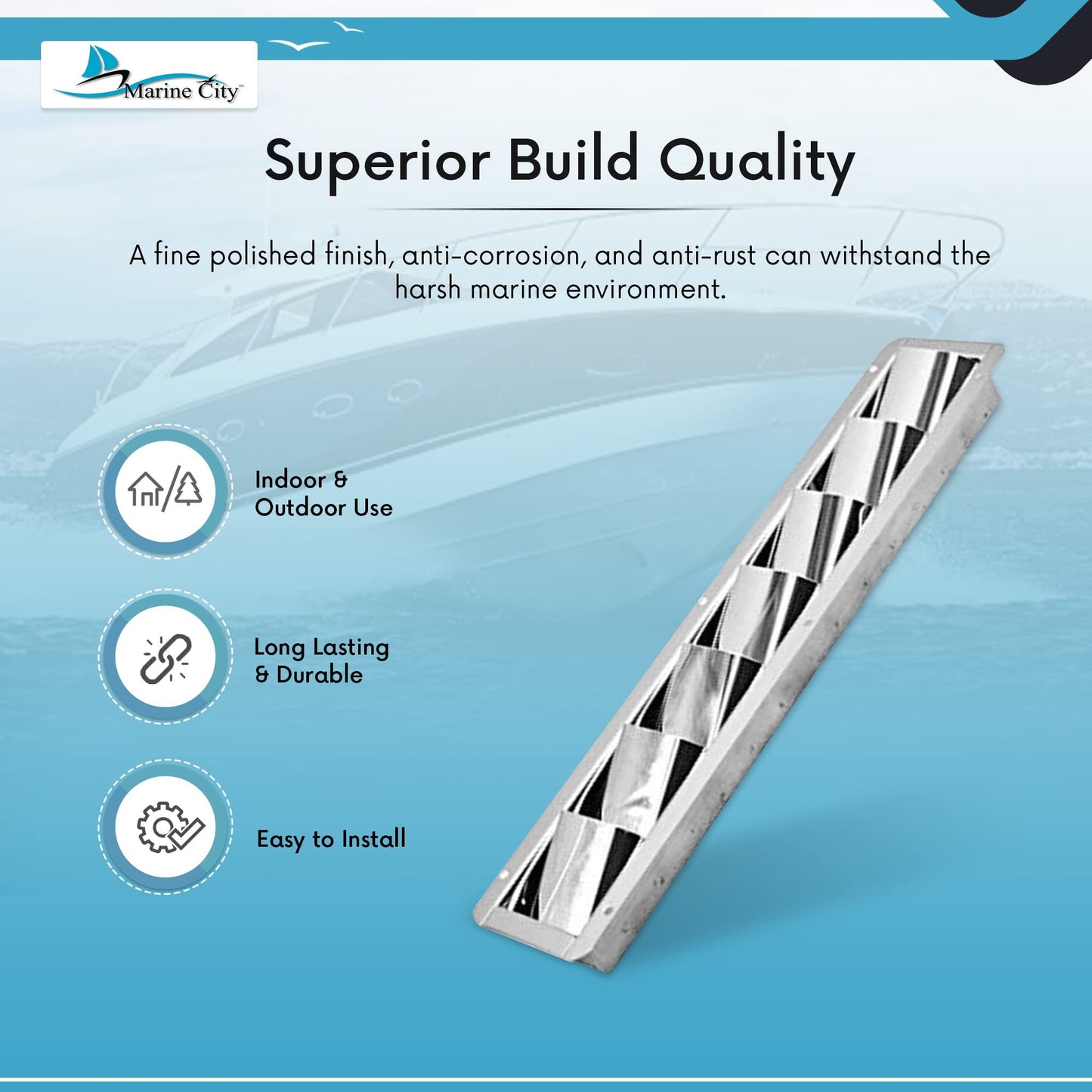 Marine City 7-Slot Louvered Vent – Stainless Steel, Durable, Corrosion-Resistant