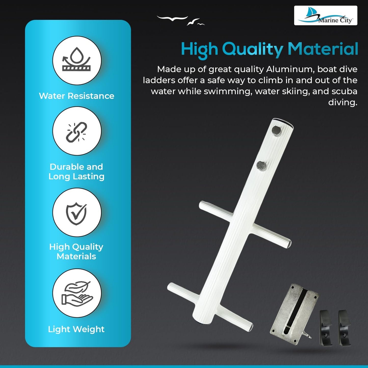 MARINE CITY Escalera de Buceo de Aluminio para Barco