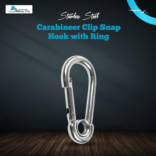 Marine City Stainless Steel Carabiner Clip Snap Hook with Ring 3-1/2” (2 Pcs)