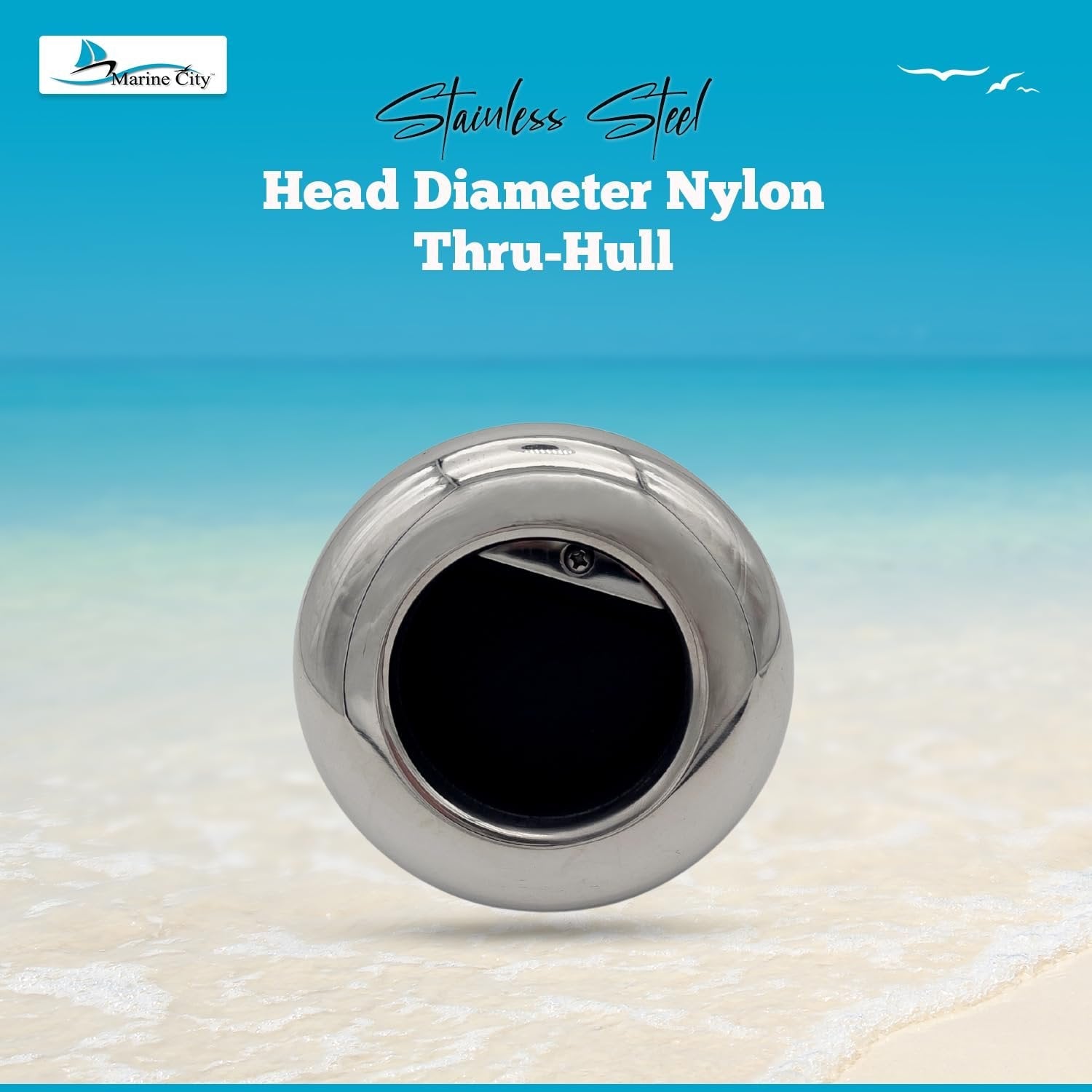 Marine City 3.25” Nylon Thru-Hull Fitting, Stainless Steel Trim & Rubber Flapper MARINE CITY