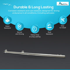 Marine City Boat 304 Acero inoxidable 30 pulgadas Bandera Poste -7/8 pulgadas Stock para bandera de 12 pulgadas × 18 pulgadas