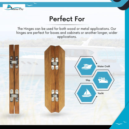 Marine City Large Hidden Hinges – 304 Stainless Steel Cabinet Hinges (2 Pcs)