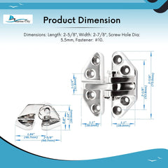 Marine City 316 Stainless Steel Hatch Hinge with Removable Pin – Rustproof