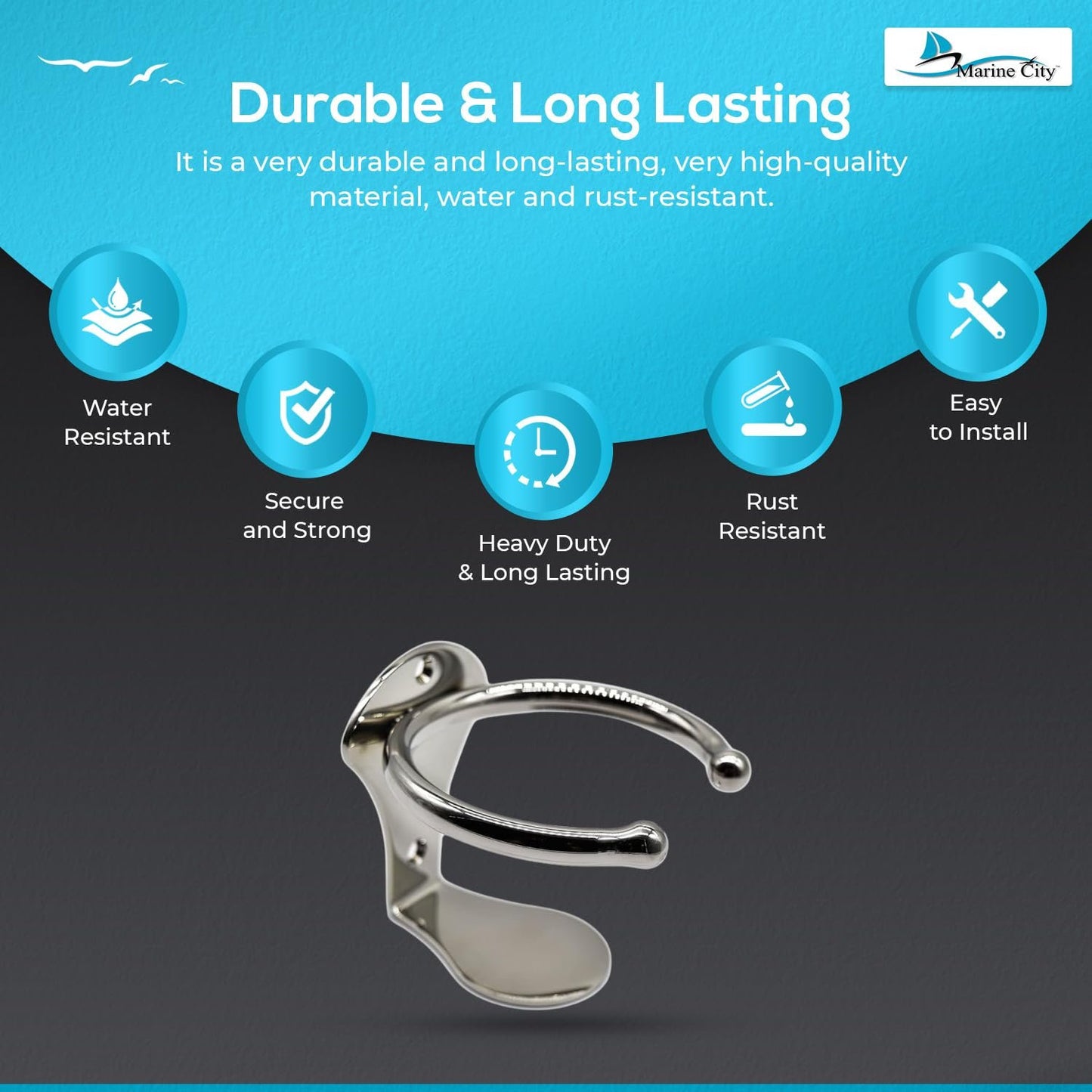 Marine City 304 Stainless Steel Boat Ring Cup Holder, Rust Resistant (Pack of 2)