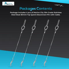 Marine City 304 Stainless Steel Bimini Top Quick Release Pin with Cable