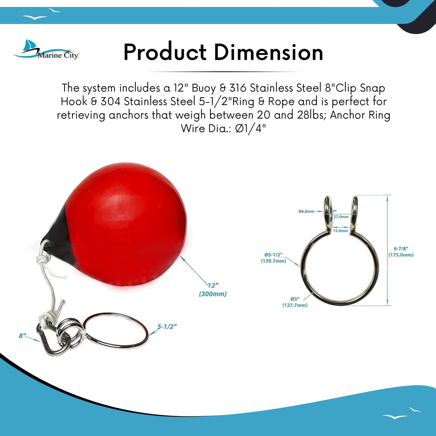 Marine City Buoy Balls – Inflatable Heavy-Duty Marine PVC Marker Buoys (1 Set)