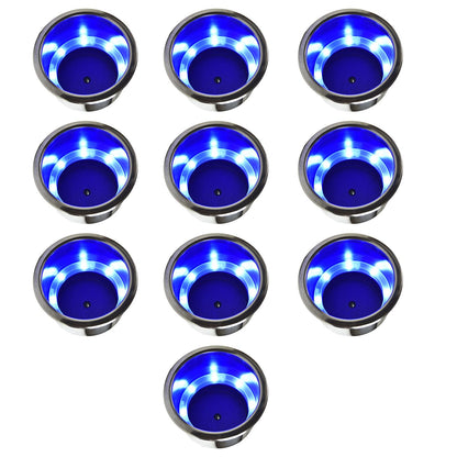 Marine City 8 Blue LED 12V Illuminated Stainless Steel Cup Holder with Drain