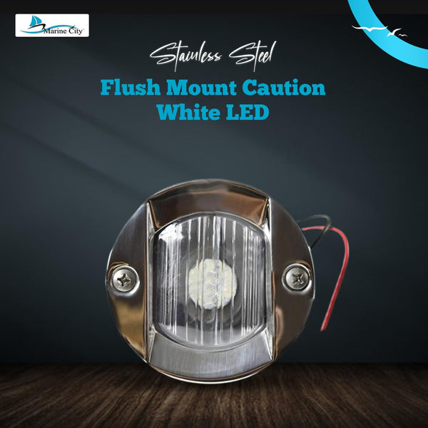 Flush Mount Caution White Round Stainless Waterproof 3”  LED (12V 18W)