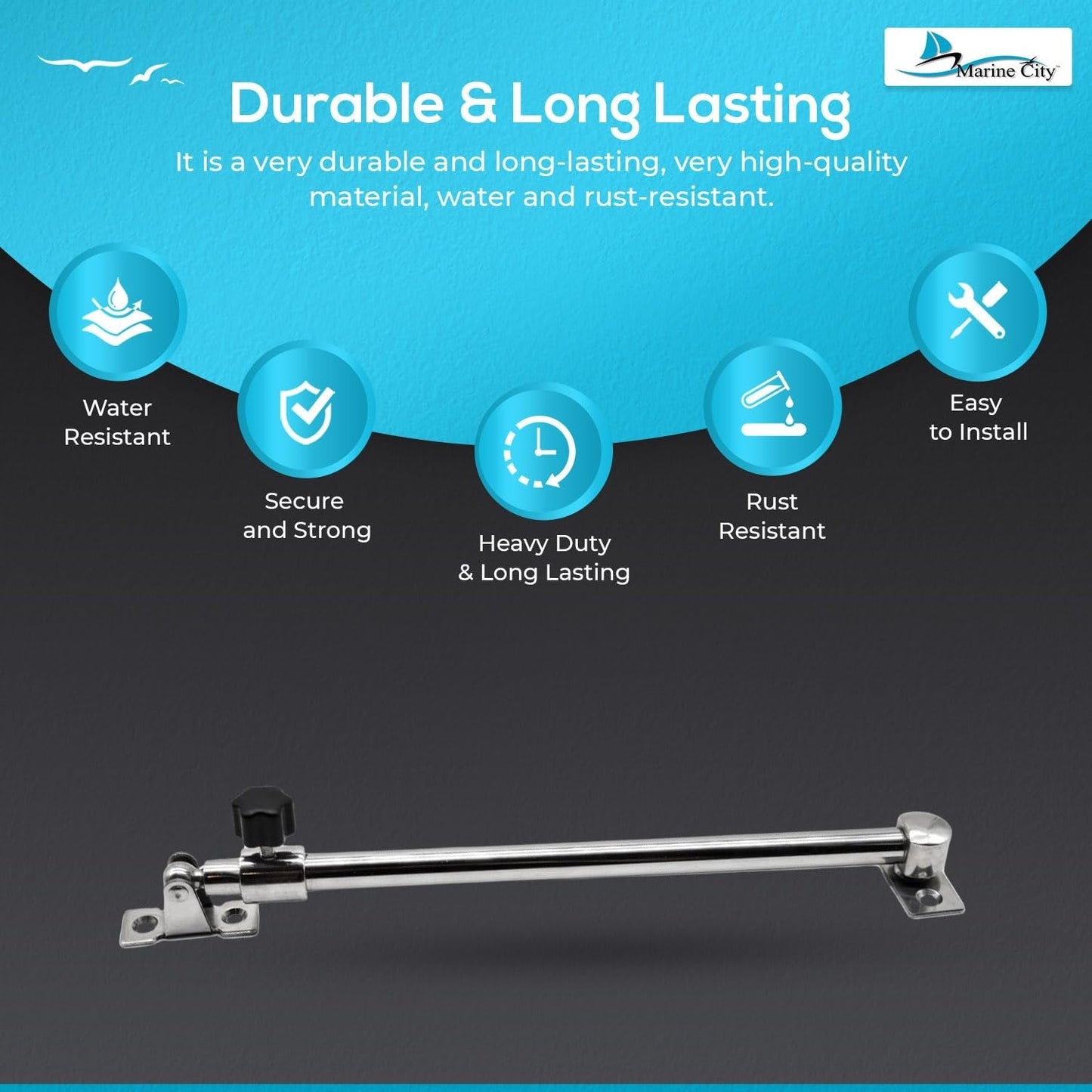 Marine City Stainless-Steel Telescoping Hatch Window Adjuster–Heavy Duty 10”–17” Marine City Hardware