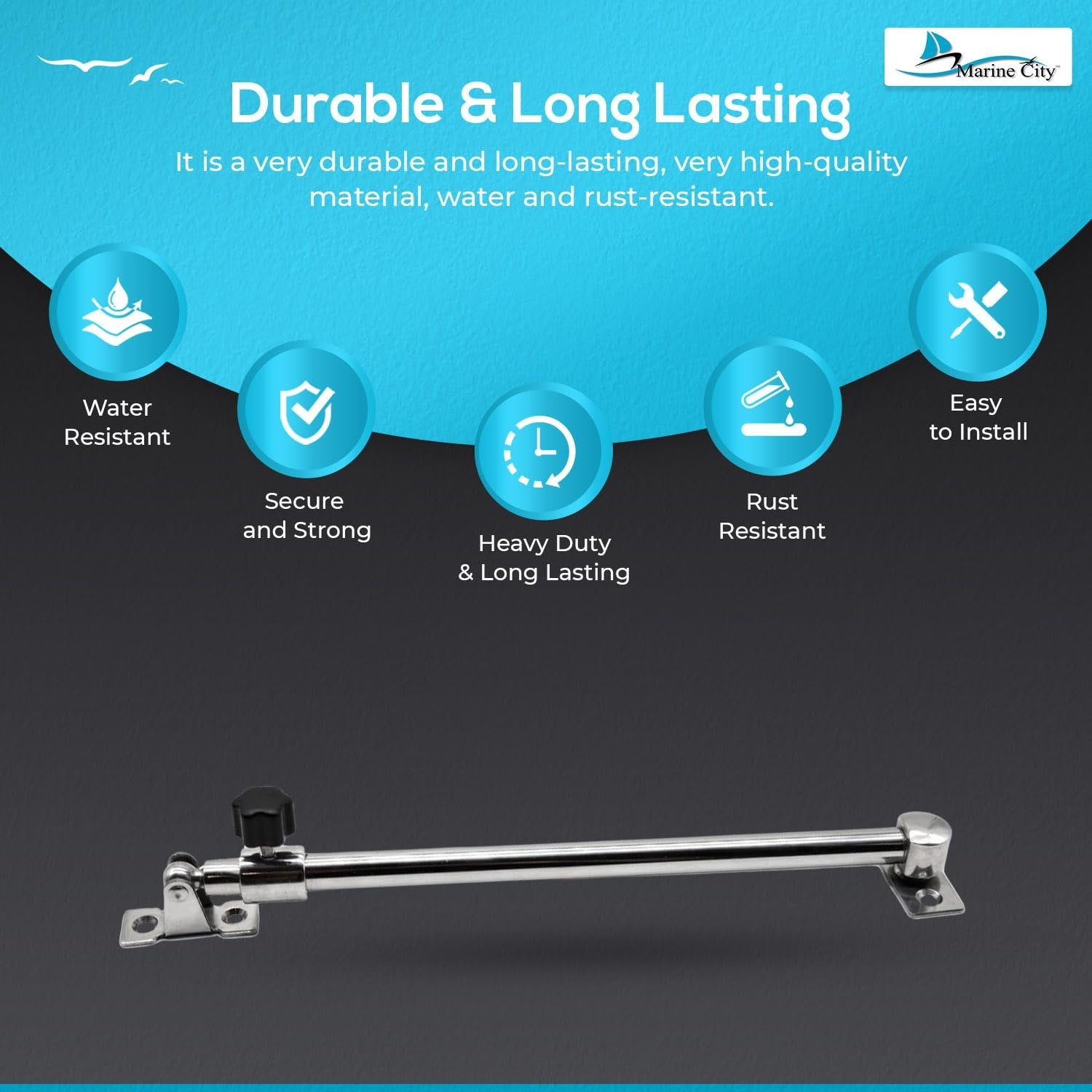 Marine City Stainless-Steel Telescoping Hatch Window Adjuster–Heavy Duty 10”–17” Marine City Hardware