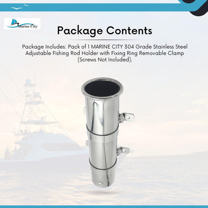 Marine City Adjustable Fishing Rod Holder Stainless Steel Clamp & Fixing Ring