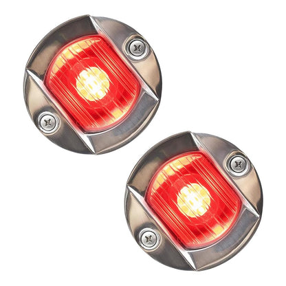 Marine City Flush Mount Red LED Caution Light 3" 18W 304 Stainless Steel (2 Pcs)