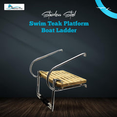 Marine City Stainless Steel 2-Step I/B Swim Teak Platform Ladder – Durable