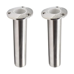 Marine City Stainless Steel Flush-Mount Fishing Rod Holder with Drain (2 Pcs)