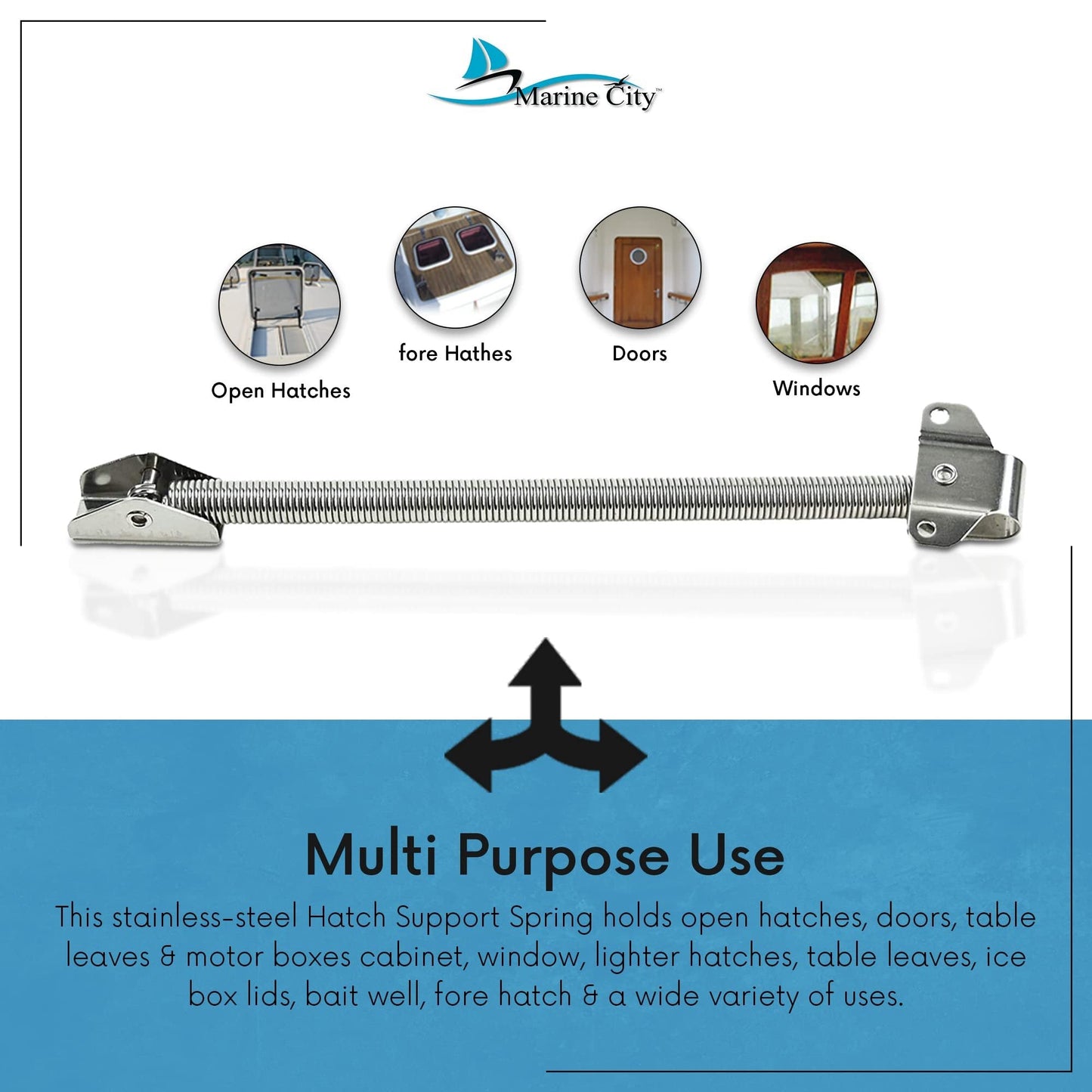 MARINE CITY Hatch Spring Adjuster with U-Bolt & L-Shape Plate – Stainless Steel Marine City