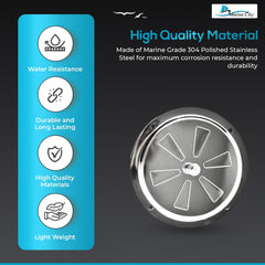 Marine City Ventilación de mariposa con perilla central de acero inoxidable de 4