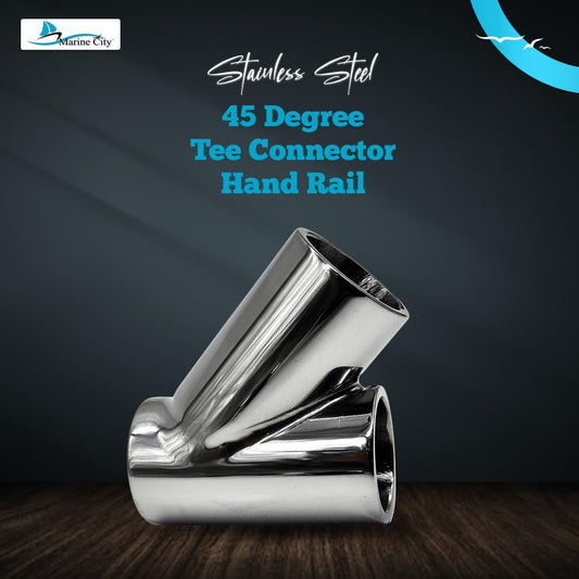 Marine City Stainless Steel 3-Way Tee Connector Hand Rail Fittings– 45°/60°/90° Marine City
