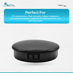 Marine City Black 2-1/2 Inches PC Construction High Strength Fatigue Resistant Easy Install Gloss Finish Boat Steering Wheel Centre Cap for Marine Boats