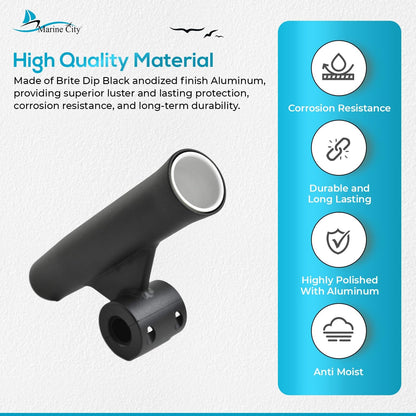 Marine City Adjustable Fishing Rod Holder, 7/8"-1" Rails, Anodized Aluminum Marine City