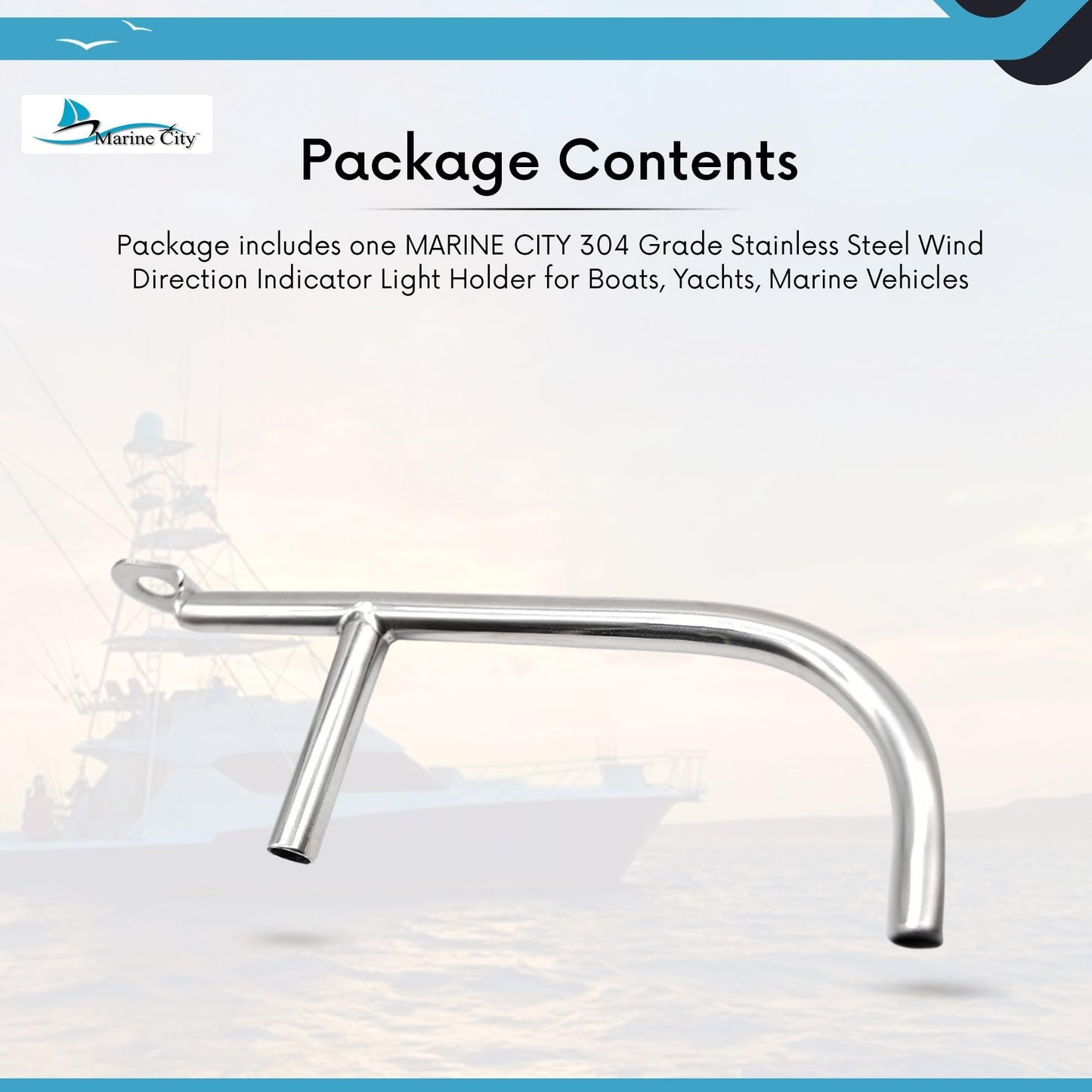 Marine City Wind Direction Indicator Light Holder – 304 Stainless Steel, Durable MARINE CITY
