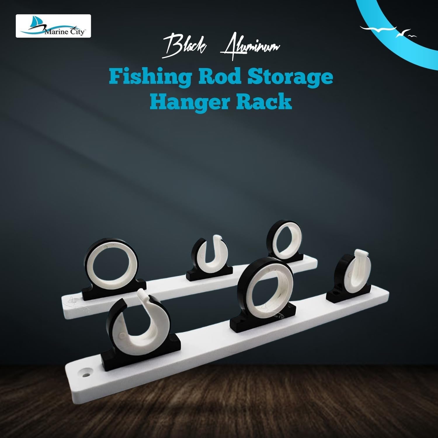 Marine City 3-Rod Reel Fishing Rod Storage Hanger Rack – Aluminum Marine City