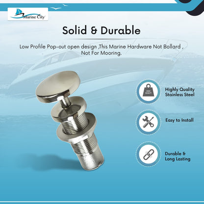 Marine City Retractable Fender Cleat – 316 Stainless Steel Pop-Up, Durable Marine City
